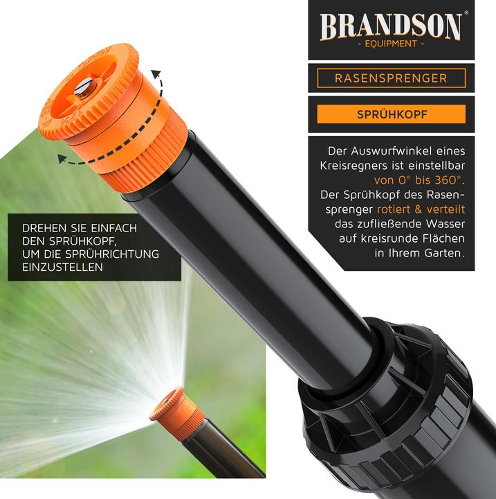 Immagine prodotto Brandson Irrigatore retrattile, irrigatore per prato, sistema di irrigazione per giardino, resistente al (Irrigatori a scomparsa)