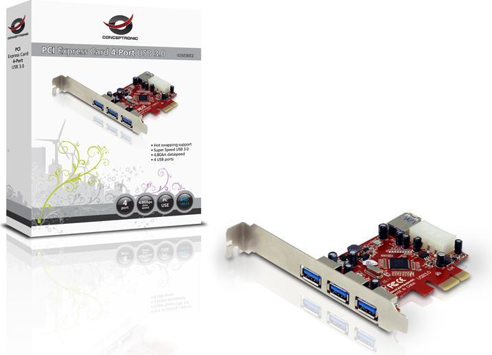 Produktbild Conceptronic 4 x USB 3.0, PCI