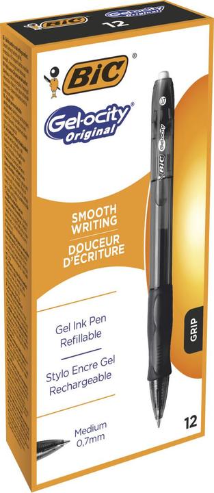 Immagine prodotto Bic 12 penne gel Gel-ocity nero/trasparente 0,3 mm, colore di scrittura: nero (Nero, 12 x)