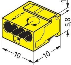 Image du produit Wago Borne à fiche Micro-Wago quadruple jaune