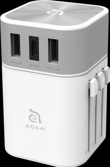 Produktbild Adam Elements OMNIA T3 | Weiss | Universal-Reiseadapter mit USB-C und USB-A Ladeanschlüssen