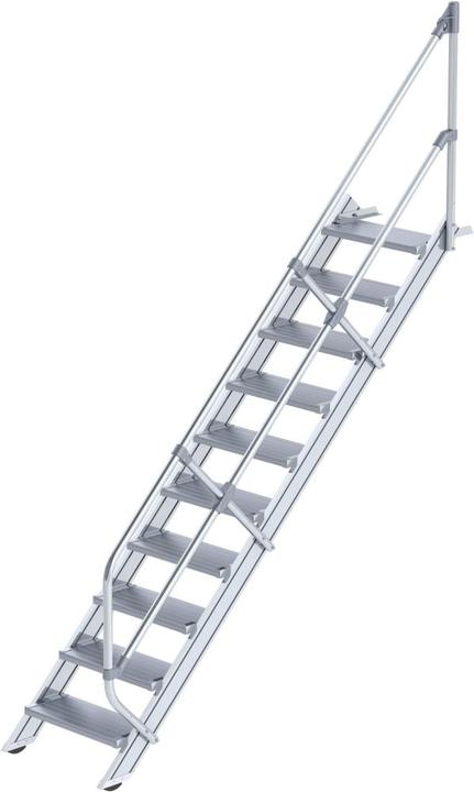 Image du produit Munk Escalier 45° largeur des marches 600 mm 10 marches aluminium strié (Escabeau, 222 cm)