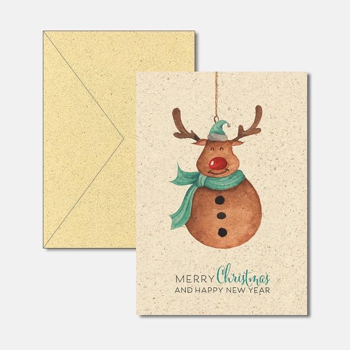 Actual product image Christmas Card Merry Christmas and Happy New Year - Grass Paper Card (1 pcs.)