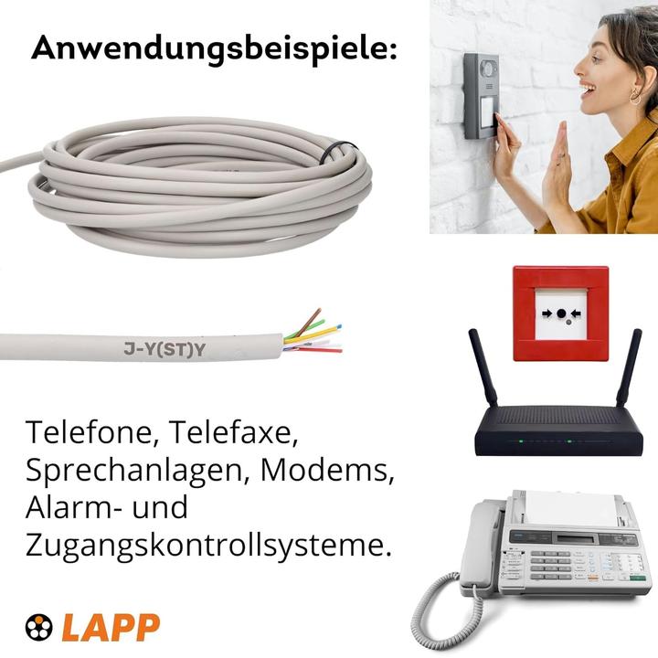 Image du produit Lapp 100 mètres 1591303 Câble téléphonique 4x2x0,6 mm J-Y(ST) Y Ligne téléphonique 4x2x0,6 blindée I