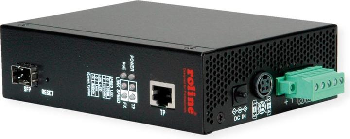 Produktbild Roline Industrie Konverter Gigabit Ethernet - Dual Speed 100/1000 Fiber, mit PoE Funktion