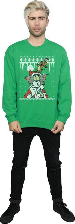 Actual product image Tom & Jerry Mens Christmas Fair Isle Sweatshirt (L)