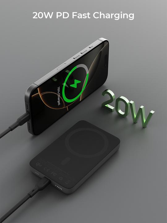 Immagine prodotto Aukey MAG FUSION SLIM - Powerbank (10000 mAh, 20 W, 36 Wh)