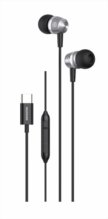 Swissten USB-C Earphones Metallic Black (Cable)