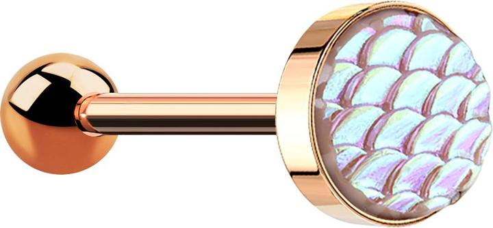 Immagine prodotto Star Piercing Barbell rosegold mit Fischschuppen pink (senza ottone, Acciaio chirurgico 316L)