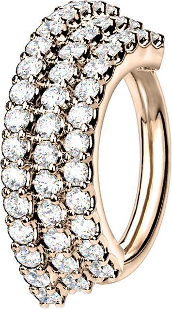 Star Piercing Micro Piercing Ring rosegold Platte mit drei Kristalllinien (Messing, Chirurgenstahl 316L)