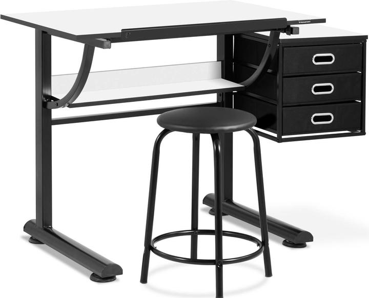 Produktbild Fromm & Starck Zeichentisch Architektentisch Arbeitstisch neigbar Schubladen Hocker Stahlrahmen