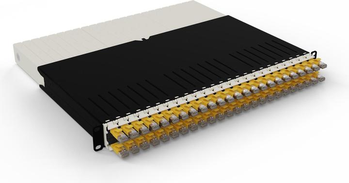 PATCHBOX one / 8RU / Cat 6A, STP, 0.8 m, jaune (U/FTP, CAT6a, 0.80 m)