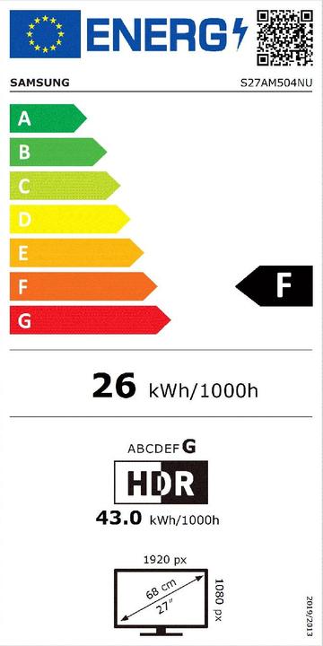 Etichetta energetica Samsung Smart Monitor M5 S27AM504NU (1920 x 1080 pixel, 27")
