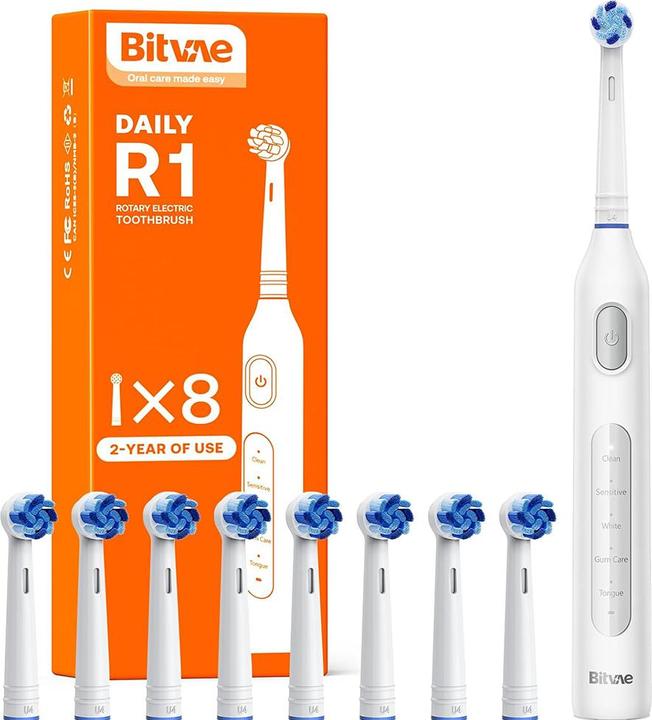 Produktbild Bitvae - Electric Toothbrush (BVR1) - with 8 Heads - White