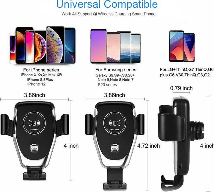 Produktbild PhoneLook Wireless Smartphone Halterung Car Mount 10W Qi Universal Halterung Klammer- & Kleb Aufsatz