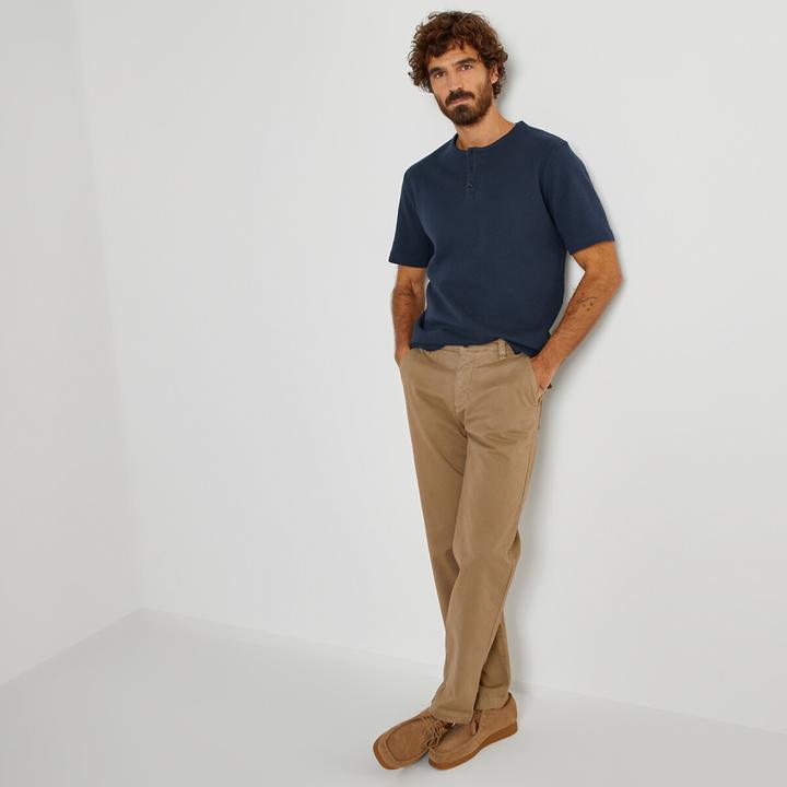 Image du produit La Redoute Collections Haut en forme de t-shirt avec encolure ronde et petite patte de boutonnage (M)