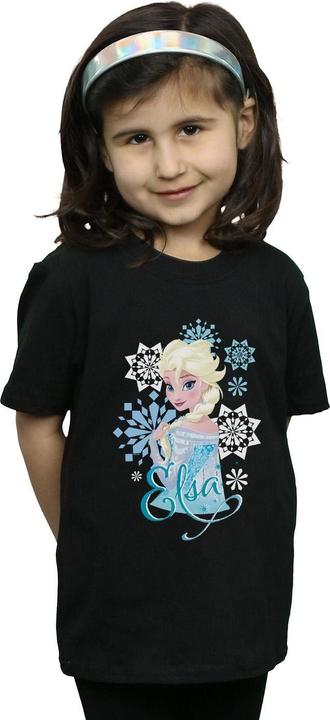 Actual product image Disney Girls Frozen Elsa Snowflakes Cotton T-Shirt (152, 158)