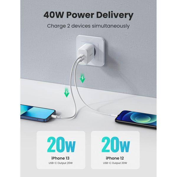 Actual product image Ugreen USB-C+USB-C 40W PD Wall Charger EU (40 W)