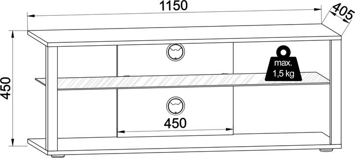 Immagine prodotto VCM Mobile TV in legno Mobile TV Rack Console Mobili TV Tavolo TV Phono Vetro Folas XL (115 x 41 x 45 cm)