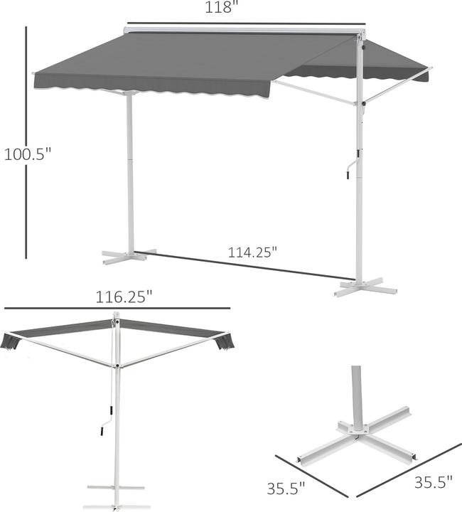 Produktbild Outsunny Standmarkise mit Kurbel (2.94 m)
