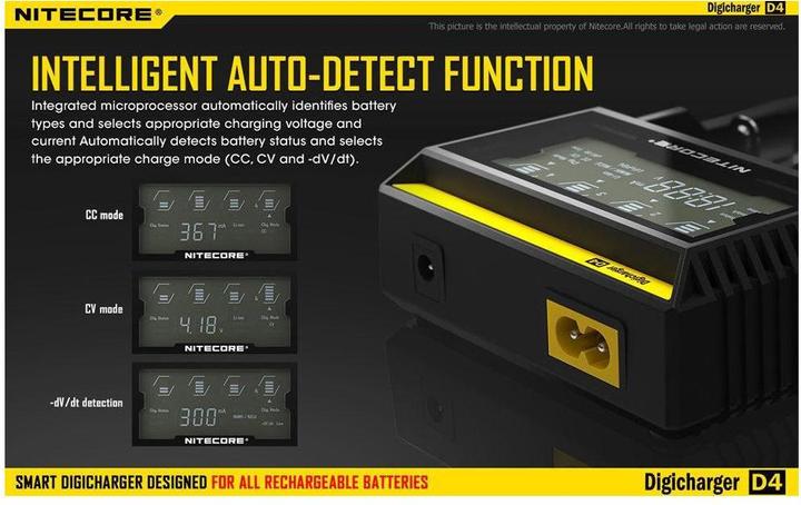 Actual product image Nitecore Digicharger D4EU - EU version (1 pcs., RCR123A, AA, AAA, C, Chargers without battery)