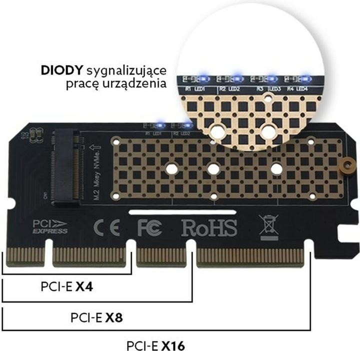 Actual product image Savio Adapter AK-41 interface card/adapter M.2