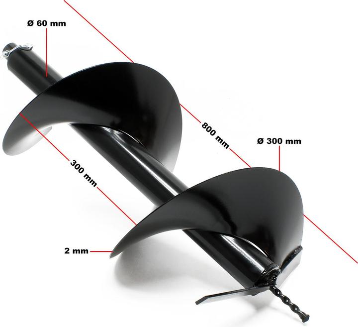 Produktbild Wiltec Erdlochbohrer Bohrschnecke 300mm Gusseisen Bohrer Erdbohrer Ersatzbohrer