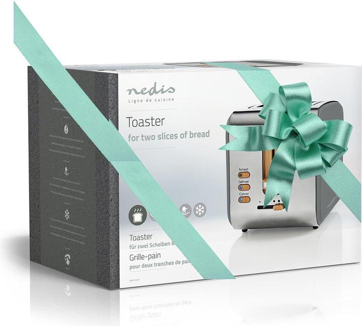 Produktbild Nedis Toaster Soft Touch Serie 2 Steckplätze Bräunungsstufen: 6 Auftaufunktion Grau