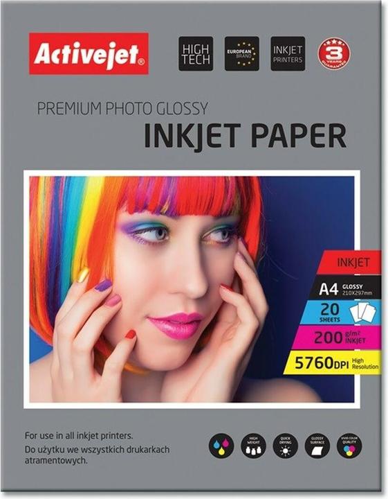 Produktbild Activejet AP4-200G20 Fotopapier Glanz (200 g/m², 20 x)