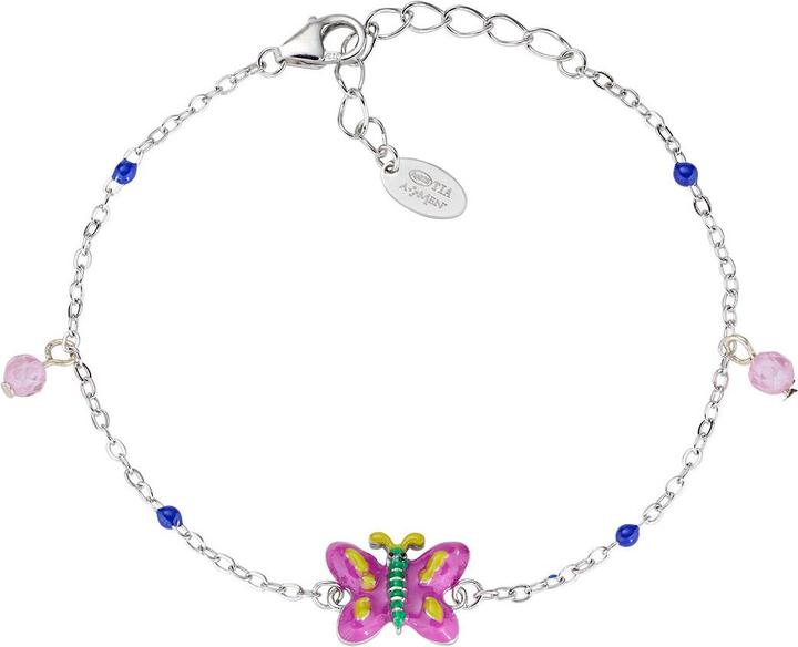 Amen Junior Pink Butterfly Armband (16 cm, Silber 925, Emaille)