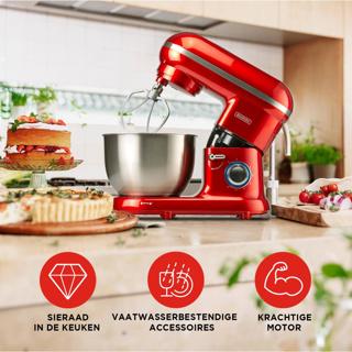 Productafbeelding Bourgini Klassieke keukenchef - Keukenmachine - Rood (1250 W)