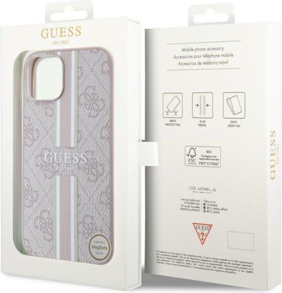 Produktbild Guess GUHMP15SP4RPSP iPhone 15 / 14 / 13 6.1" różowy/pink hardcase 4G Printed Stripes MagSafe (Apple iPhone 15)