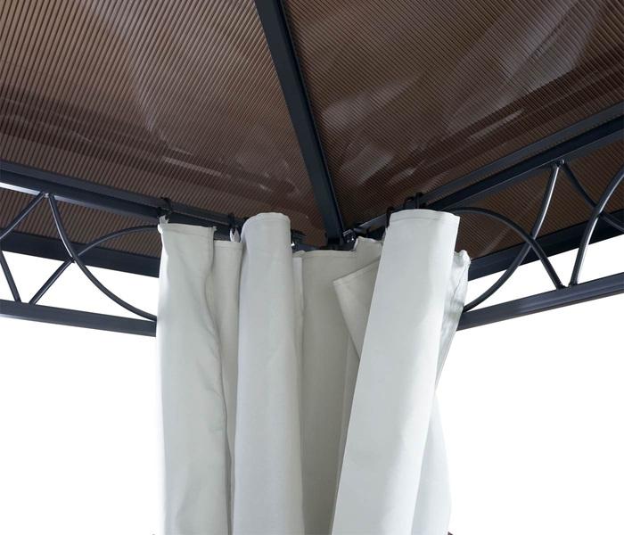 Produktbild Swisshandel24 Hardtop Pergola Garten Pavillon, Kunststoff-Dach Seitenwand Alu hellgrau 3x3m - 27113 (300 cm, 300 cm)