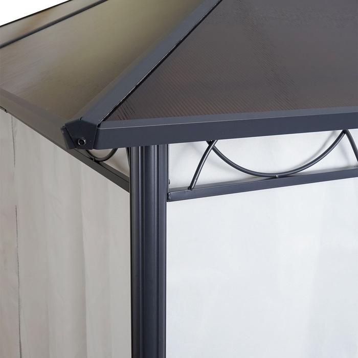 Produktbild Swisshandel24 Hardtop Pergola Garten Pavillon, Kunststoff-Dach Seitenwand Alu hellgrau 3x3m - 27113 (300 cm, 300 cm)