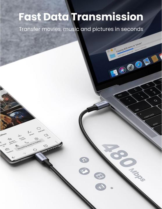 Produktbild Ugreen USB Typ C – USB Typ C (1 m, USB 2.0)