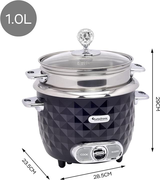 Image du produit TurboTronic By Z-Line Cuiseur à riz avec insert vapeur en acier inoxydable 1L noir