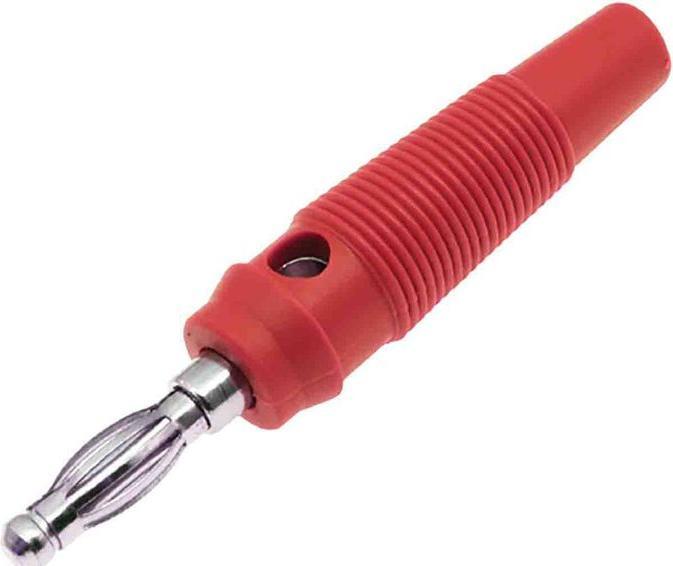 Image du produit Rs Pro Fiche banane 4 mm rouge, contact nickelé, 30V / 24A, connexion vissée
