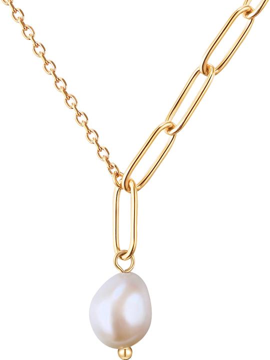 Valero Pearls Damen Edelstahl Süsswasser-Zuchtperle gelbgold 40,0 cm Basiskette + 5,0 cm Verlängerung - 24329 (Edelstahl, 40 - 45 cm)