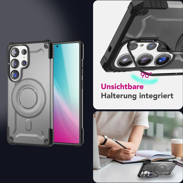 Actual product image Nalia Granite - Armor Panzer Hülle mit MagSafe Ring und Ständer - Military Hardcase (Samsung Galaxy S25 Ultra)