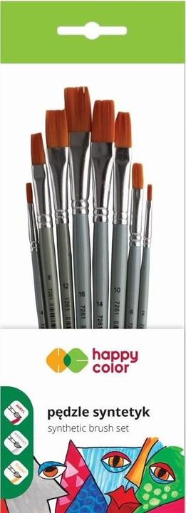 Happy Color Synthetic art brushes, flat, 8 pcs.
