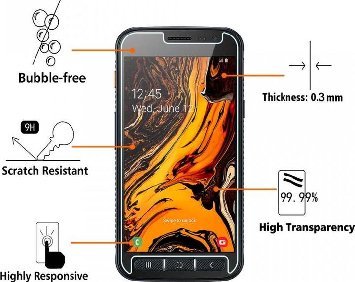 Actual product image Screenguard Samsung Galaxy XCover 4S bulletproof glass protective film Case Friendly Design (1 Piece, Samsung Galaxy S21)