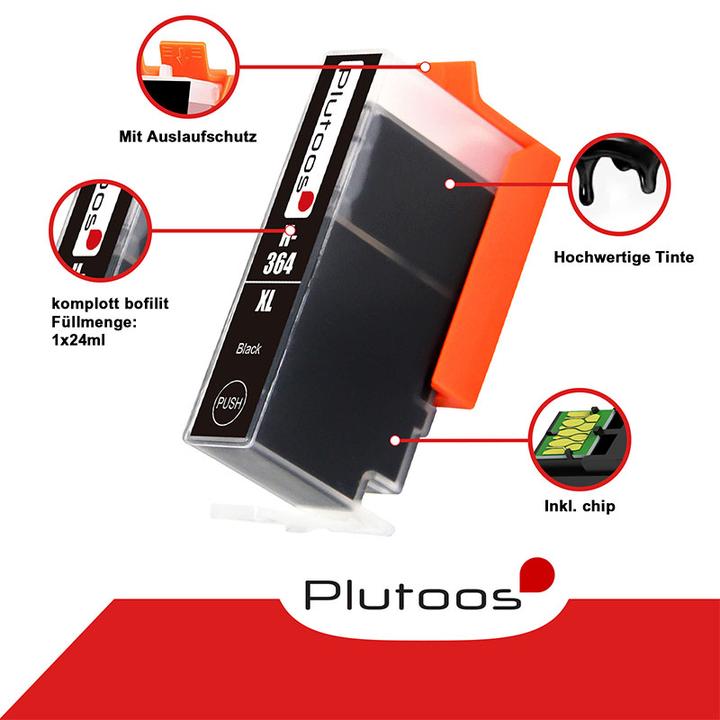Image du produit Plutoos HP 364XL Cartouche XXL compatible, Photoblack CB322EE (PBK)