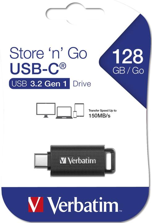 Actual product image Verbatim Retractable 128GB USB 3.2 Gen 1 USB-C (128 GB, USB-C)