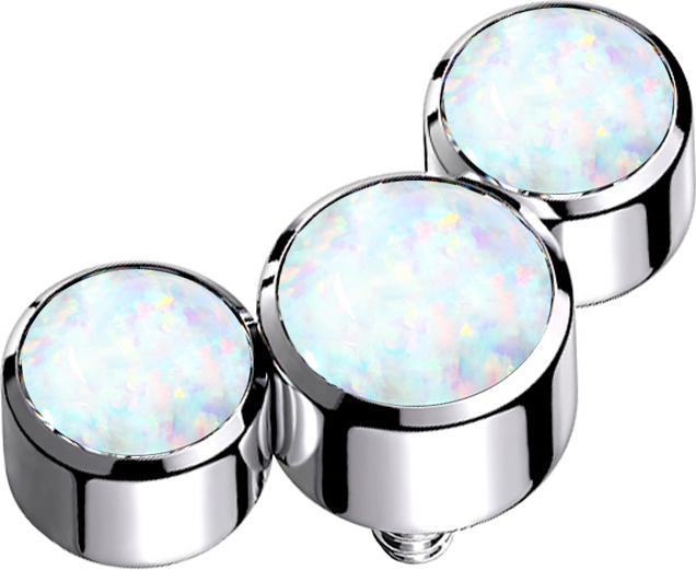 Image du produit Star Piercing Dermal Anchor argenté trois opales blanches (sans laiton, Acier chirurgical 316L)
