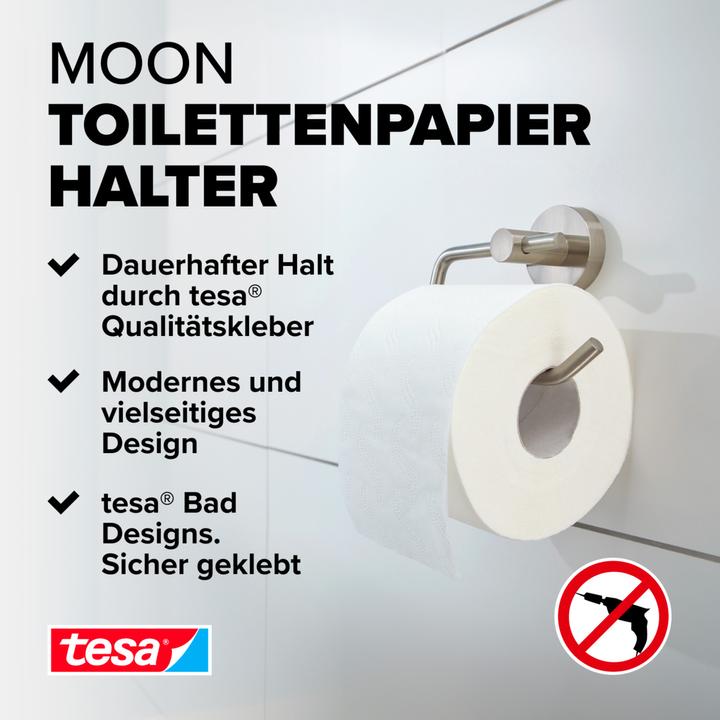 Actual product image tesa MOON toilet roll holder incl. adhesive solution without drilling