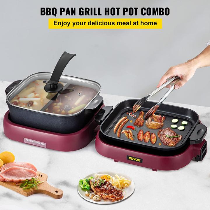 Image du produit Vevor 2 en 1 Hot Pot électrique 1300W Grill 800W