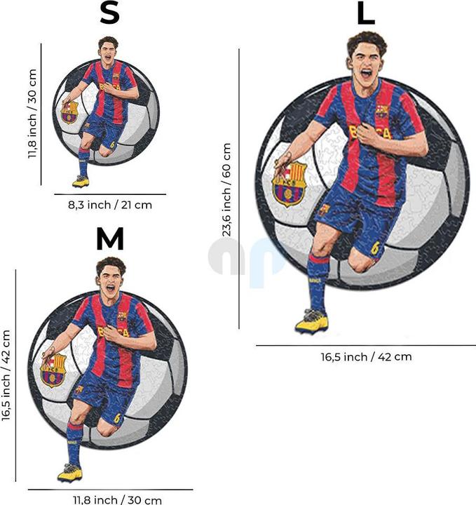 Actual product image Iconic FC Barcelona - Gavi - Wooden puzzle size L (500 pieces) (500 pieces)