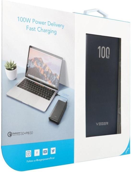 Actual product image Veger TC100 VG-W2032C-100 20000mAh powerbank 130W (20000 mAh, 100 W, 74 Wh)