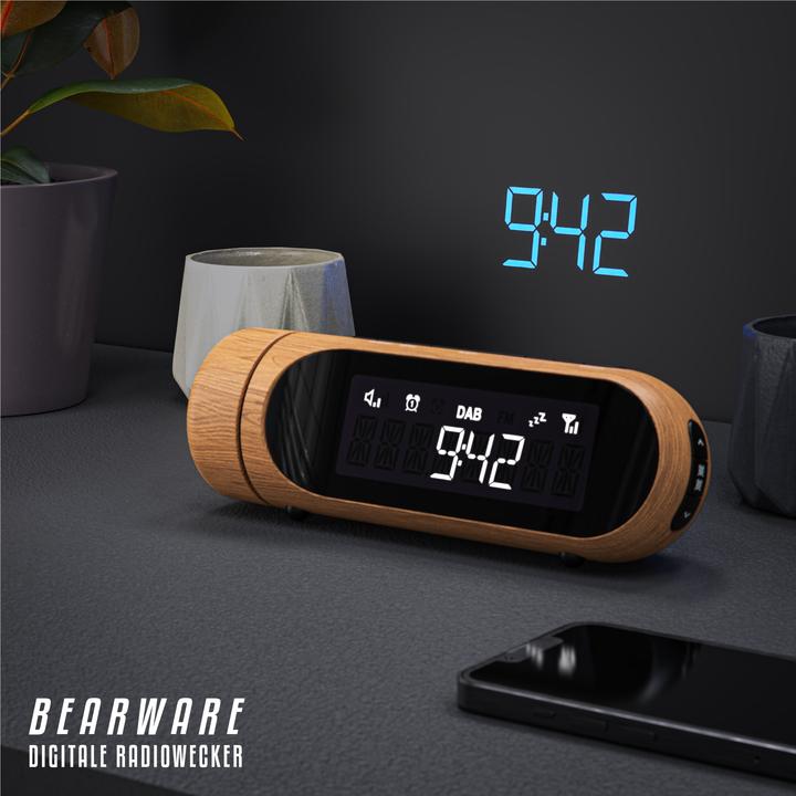 Image du produit Bearware Projektionswecker, Radiowecker DAB Plus, FM & DAB+ Küchenradio digital, Wecker, 4 Helligkeitsstufen