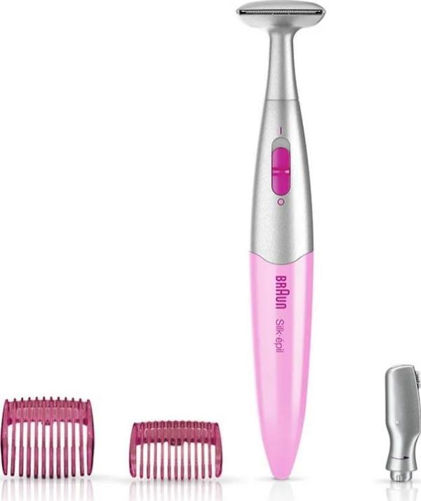 Silk-épil 3in1 trimmer, Tasche, Batterie, Aufkleber, Schutzkappe, Reinigungsbürste, Hochpräziser Kopf, Trimmkämme